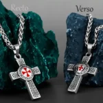 collier pendentif croix templier 100% acier inoxydable