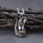 Collier avec pendentif drakkar viking sur chaine tout en acier inoxydable
