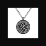 acier inoxydable argent médaille runes viking et trident