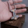 Collier pendentif marteau de Thor corbeau de Odin nœud Valknut