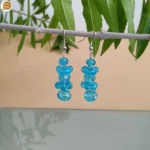 Boucles d'oreilles perles fantaisie bleues sur crochet en acier inoxydable