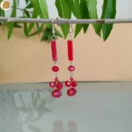Boucles d'oreilles perles pendantes fantaisie rouges sur crochet en acier inoxydable