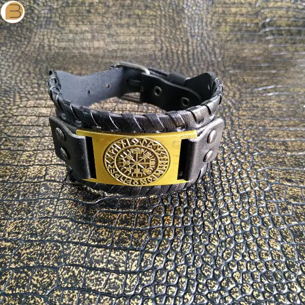 bracelet cuir runes vikings