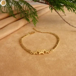 Bracelet femme acier inoxydable doré papillons sur chaîne figaro