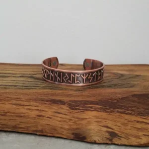 Bracelet cuivre et aimants motifs runes vikings