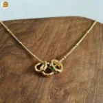 Collier femme acier inoxydable doré pendentifs anneaux oxyde de zirconium