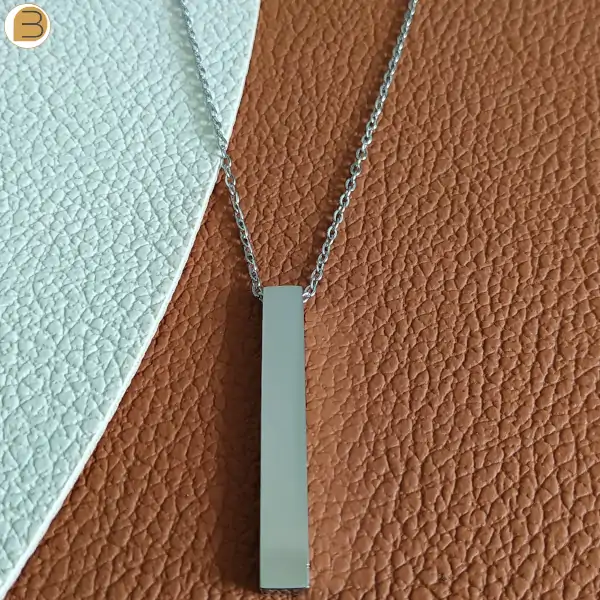 Collier minimaliste acier inoxydable pendentif lingot argenté