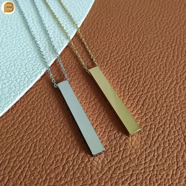 Collier minimaliste acier inoxydable pendentif lingot