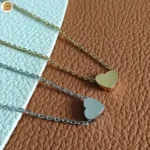 Collier minimaliste acier inoxydable pendentif cœur or ou argent