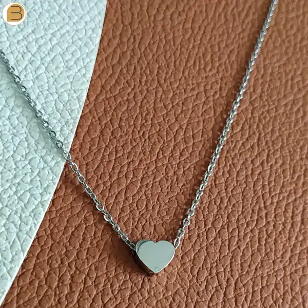 Collier minimaliste acier inoxydable pendentif cœur argent