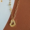 Collier asymétrique femme acier inoxydable cœur