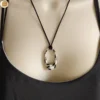 Pendentif bijou ovale en acier inoxydable 316L motifs en émail bicolore