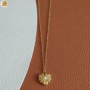 Collier minimaliste acier inoxydable doré pendentif fleur