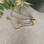 Collier long en acier chaine maille ronde perle ronde et perle olives acier doré