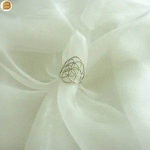 Bague réglable en acier inoxydable forme géométrique intriquée de la Fleur de Vie