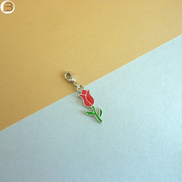 Charms fleur tulipe sur mousqueton pour colliers et bracelets