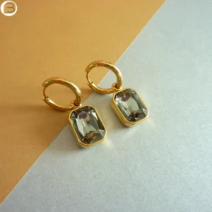 Boucle d'oreilles créoles acier et leurs pendants en cristal
