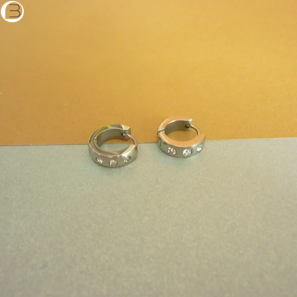 Boucle d'oreilles créoles acier 13 mm et zircons