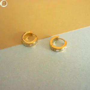 Boucle d'oreilles créoles acier doré 3 mm et zircons