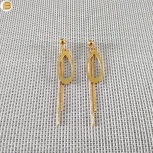 Boucles d'oreilles acier inoxydable doré géométriques ovale et chainettes pour femme