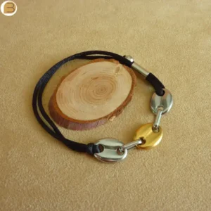 Bracelet bicolore réglable 3 grains de café en acier inoxydable