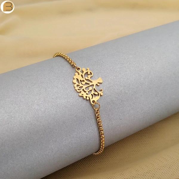 Bracelet pendentif arbre de vie en acier inoxydable doré pour femme
