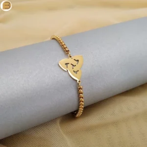 Bracelet pendentif nœud celtique en acier inoxydable doré pour femme