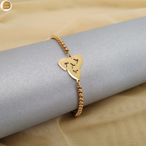 Bracelet pendentif nœud celtique en acier inoxydable doré pour femme