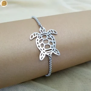 Bracelet en acier inoxydable pour femme symbole tortue