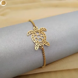 Bracelet en acier inoxydable doré pour femme symbole tortue