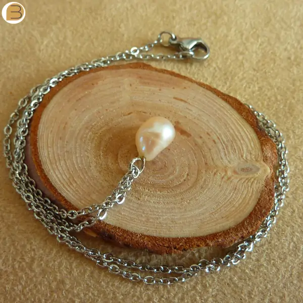Collier Acier Inoxydable Perle D Eau Douce 21 Perles 5 5 7 5 Mm 40 50 Cm 613518