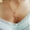 Collier acier inoxydable doré pour femme pendentif cœur stéthoscope