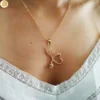 Collier acier inoxydable doré pour femme pendentif cœur stéthoscope