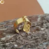 Bague réglable en acier inoxydable doré pour femme pendentif note de musique.