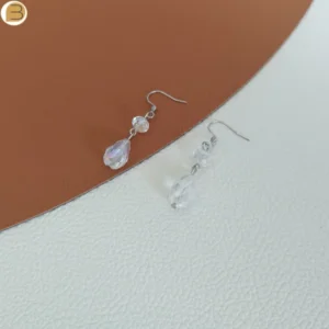 Boucles d'oreilles perles cristal translucide à facettes sur crochets en acier inoxydable