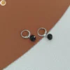 Boucles d'oreilles en acier inoxydable perles cristal noir à facettes