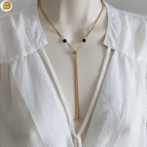 Collier acier inoxydable doré pour femme perles agates noires symbole infini perle acier réglable
