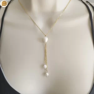 Création Bijoutissimo collier pour femme en acier doré pendentif perles d'eau douce