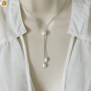 Création Bijoutissimo collier pour femme en acier doré pendentif perles d'eau douce