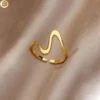 Bague réglable minimaliste forme géométrique en acier inoxydable doré
